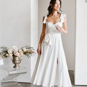 Elegant White Ruffle Dress